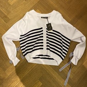 Gabby Isabella stripe cardigan-white and navy